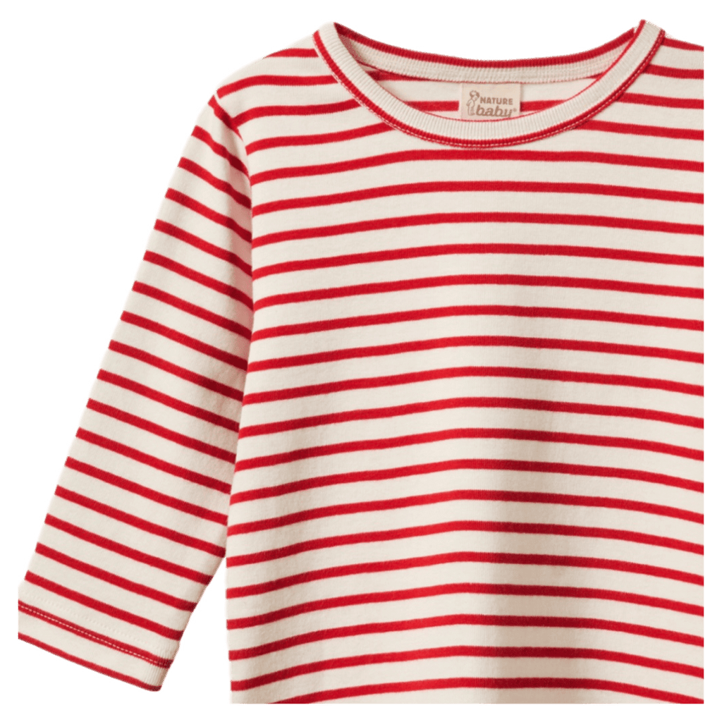 Nature Baby 6-12 Months to 5 Years Long Sleeve River Tee - Red Sailor Stripe