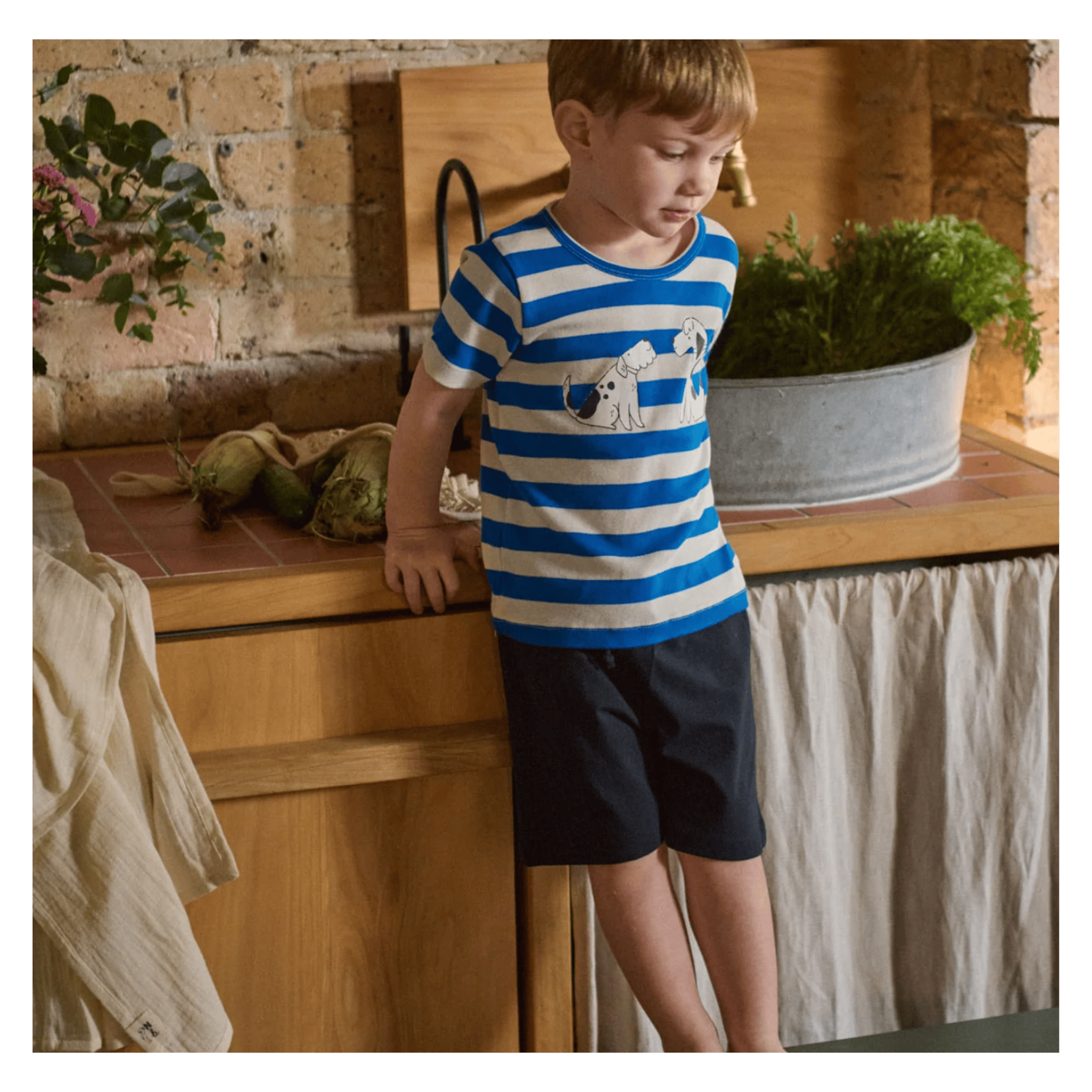 Nature Baby 6-12 Months to 5 Years River Tee - Dog Walk Blue