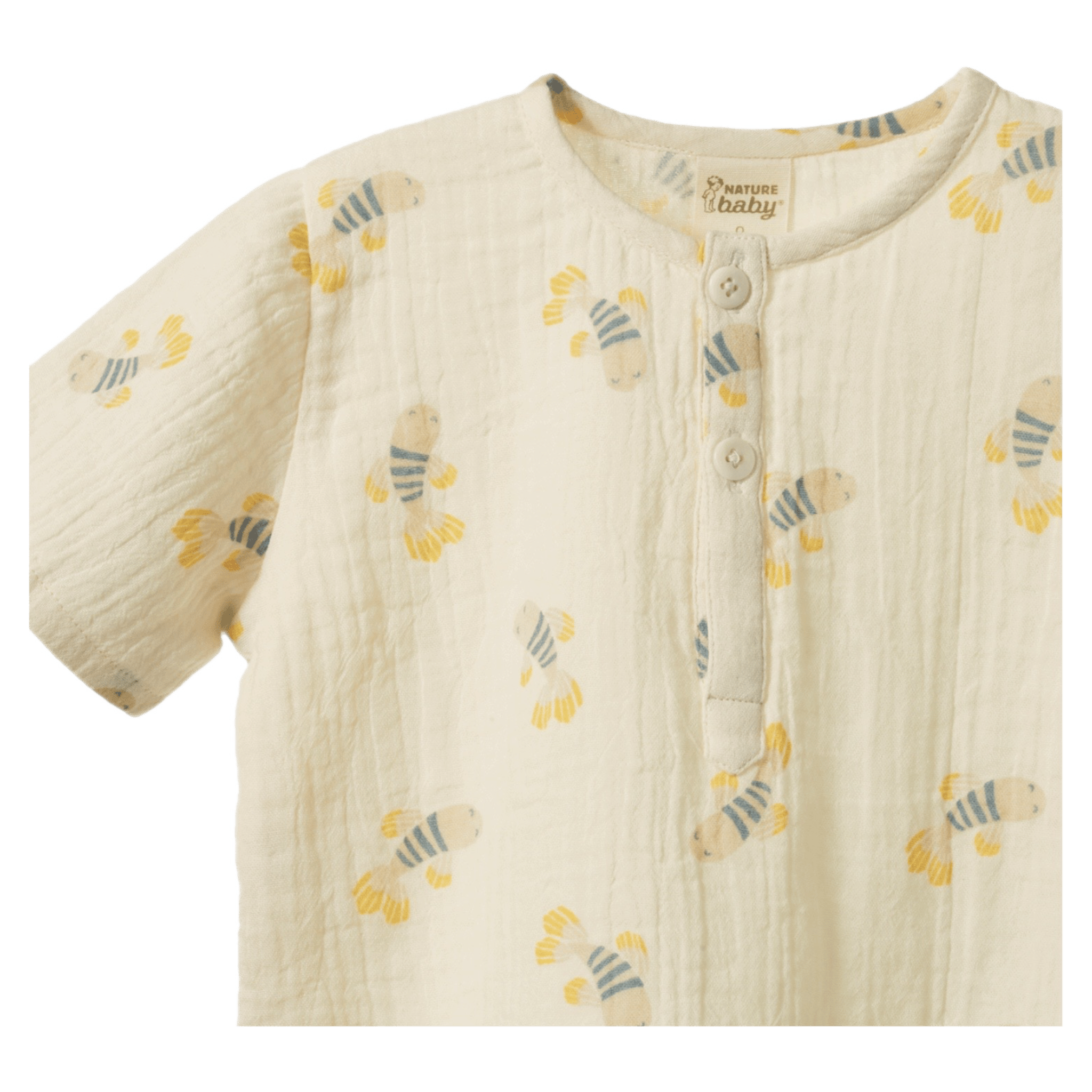 Nature Baby 6-12 Months to 5 Years Short Sleeve Caravan Shirt Muslin - Fish Fable