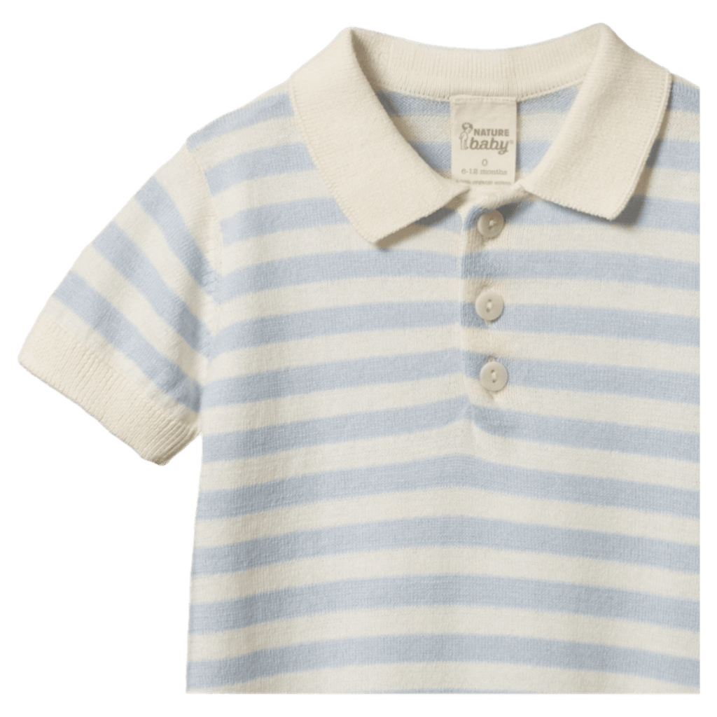 Nature Baby 6-12 Months to 5 Years Stevie Polo - Celestial Blue Sea Stripe