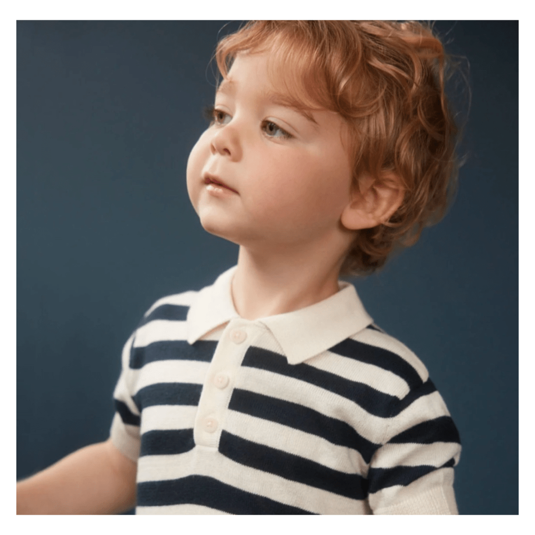 Nature Baby 6-12 Months to 5 Years Stevie Polo - Navy Bold Stripe