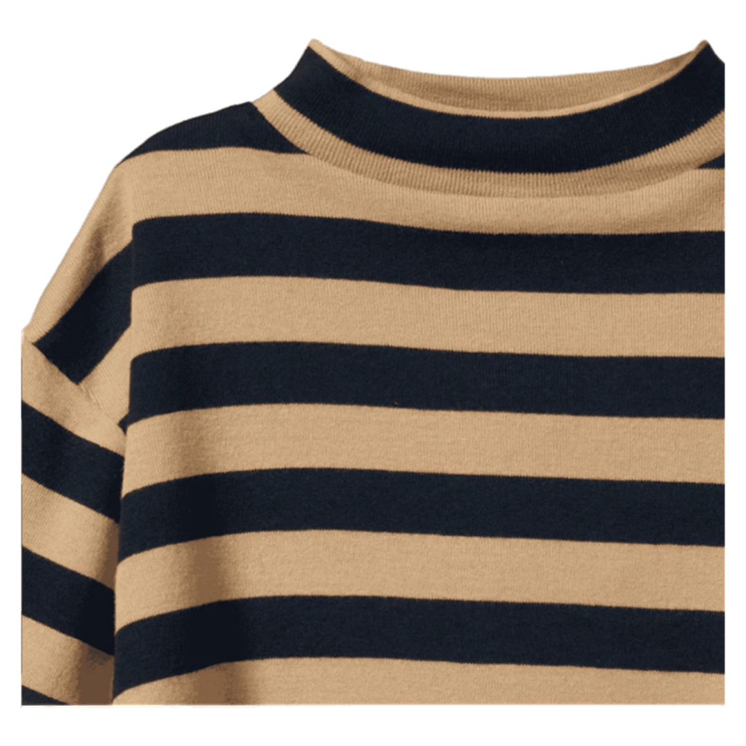 Nature Baby 6-12 Months to 5 Years Turtle Neck - Navy/Caramel Stripe