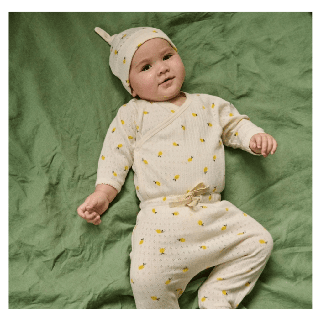 Nature Baby Newborn to 0-6 Months Knotted Beanie Pointelle - Lemon