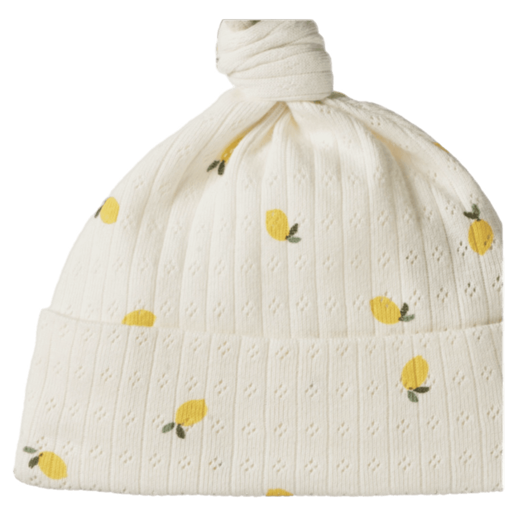 Nature Baby Newborn to 0-6 Months Knotted Beanie Pointelle - Lemon