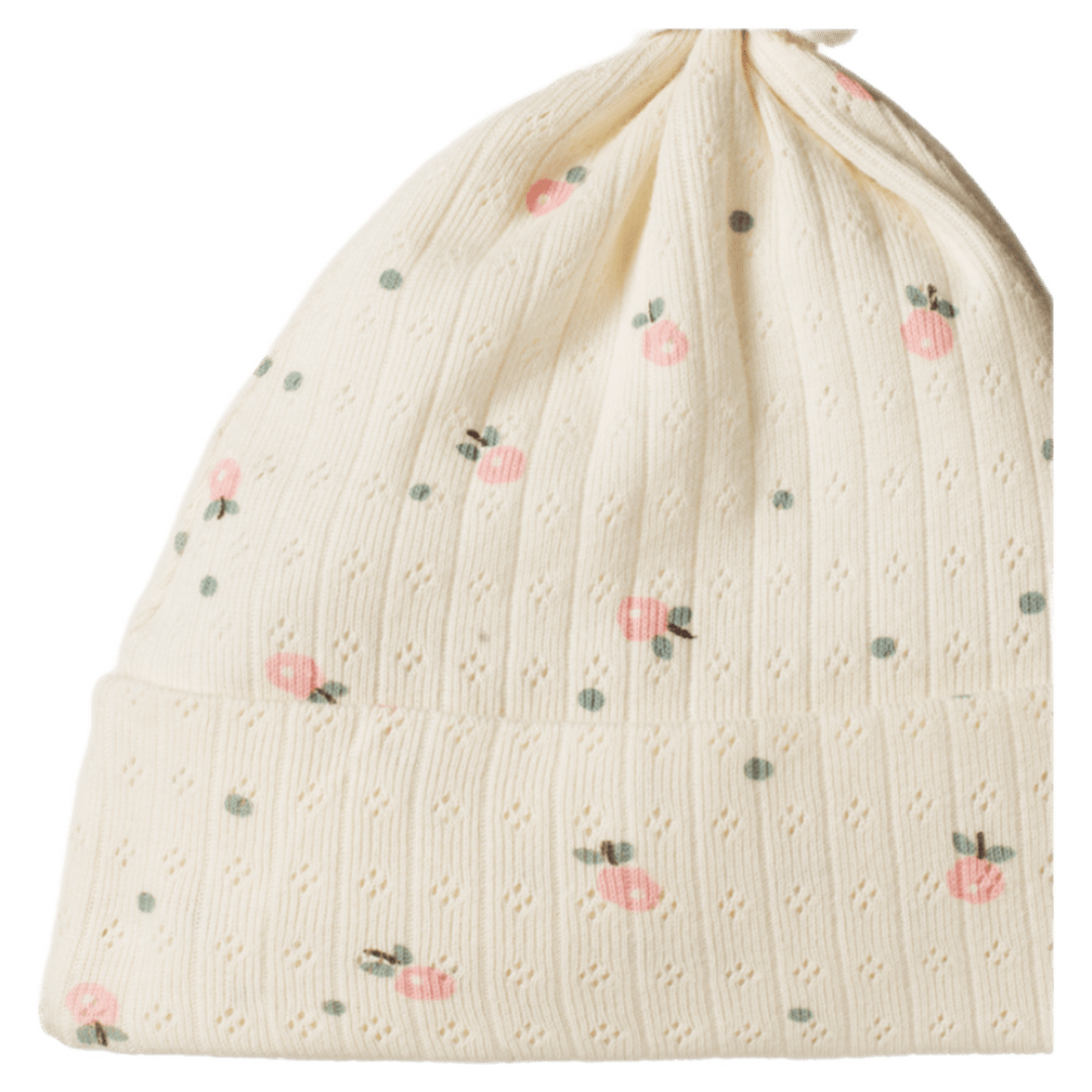 Nature Baby Newborn to 0-6 Months Knotted Beanie Pointelle - Posey Blossom