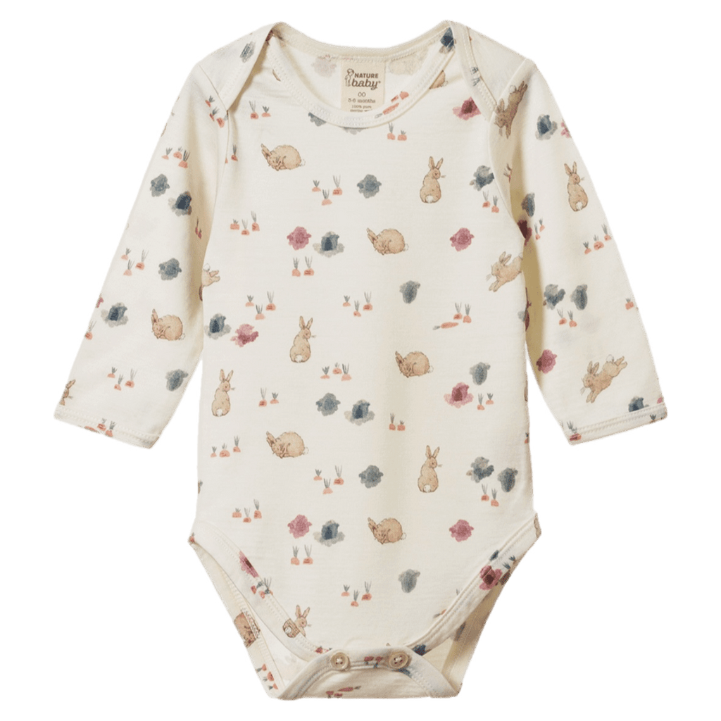Nature Baby Newborn to 1 Year Long Sleeve Bodysuit - Country Bunny