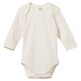 Nature Baby Newborn to 1 Year NB Long Sleeve Bodysuit Pointelle - Natural