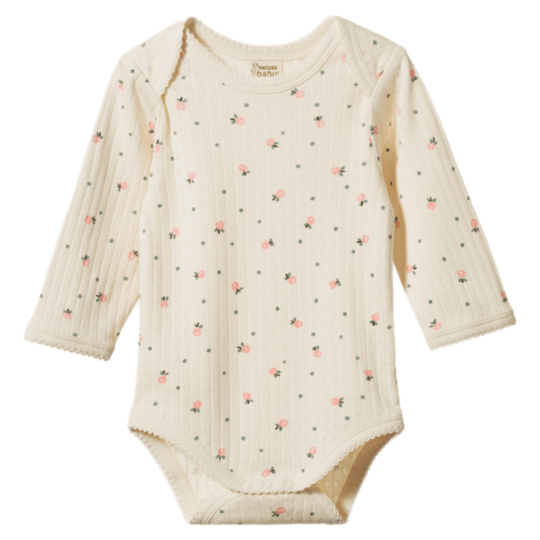 Nature Baby Newborn to 1 Year NB Long Sleeve Bodysuit Pointelle - Posey Blossom
