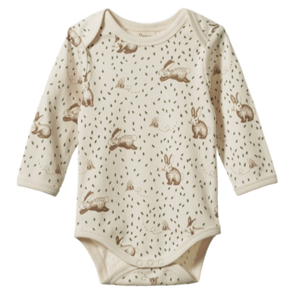 Nature Baby Newborn to 1 Year NB Long Sleeve Bodysuit - Rabbitty