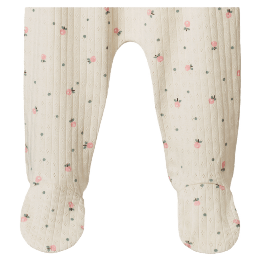 Nature Baby Newborn to 3-6 Months Footed Rompers Pointelle - Posey Blossom