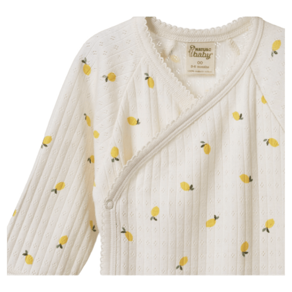 Nature Baby Newborn to 3-6 Months Long Sleeve  Bodysuit  Pointelle - Lemon