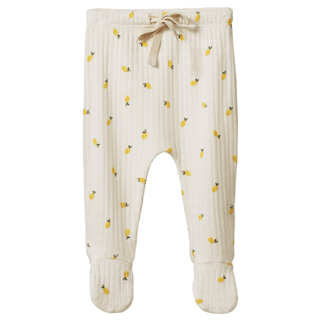 Nature Baby Newborn to 3-6 Months NB Footed Rompers Pointelle - Lemon