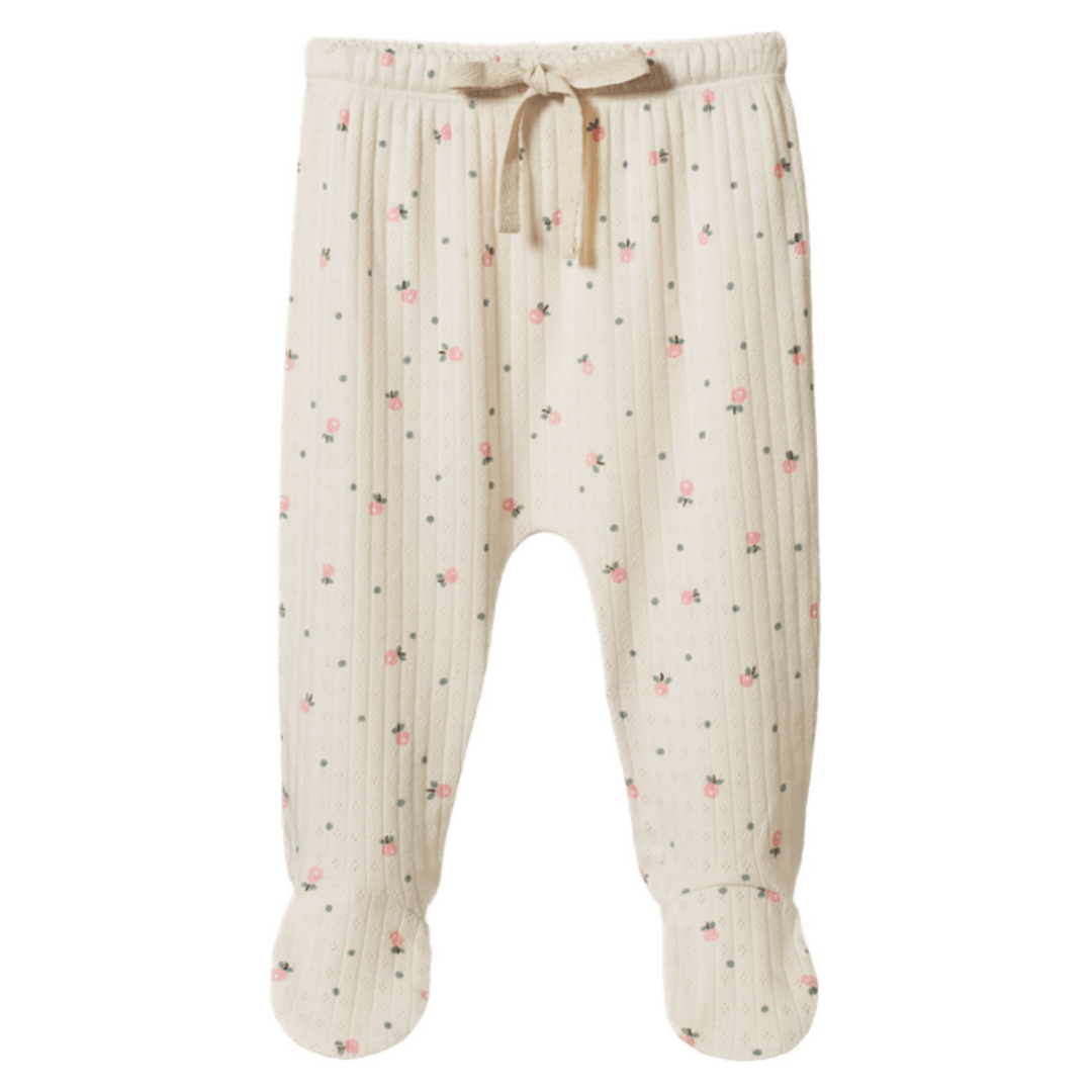 Nature Baby Newborn to 3-6 Months NB Footed Rompers Pointelle - Posey Blossom