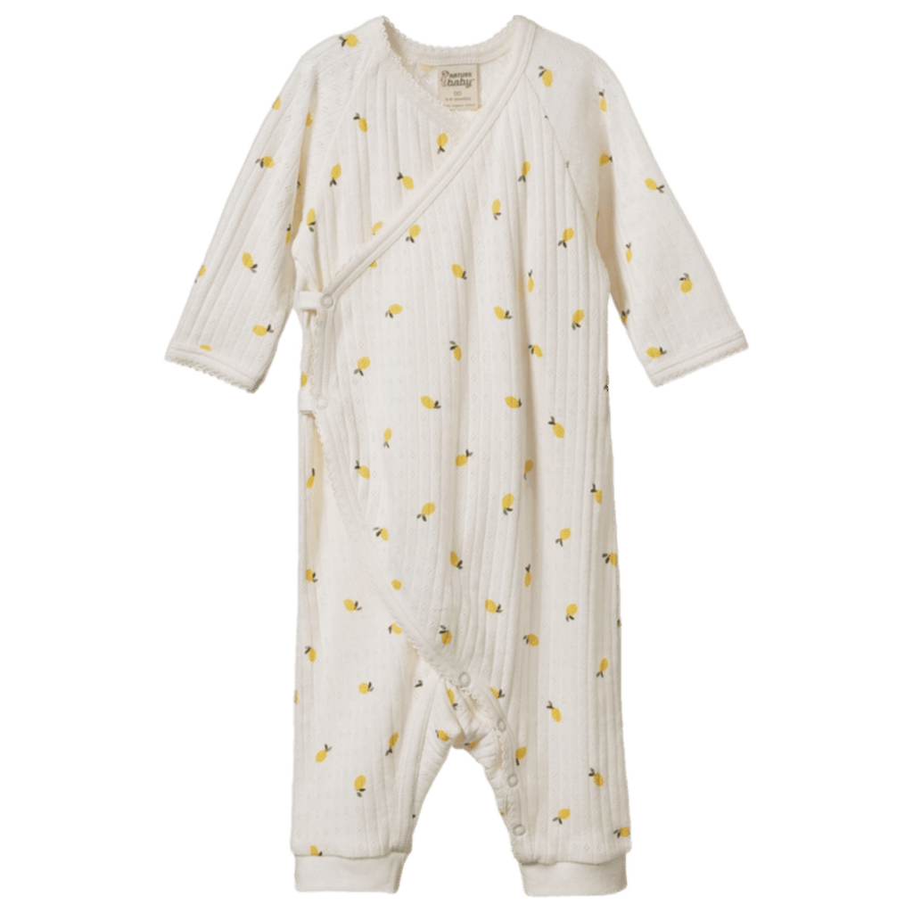 Nature Baby Newborn to 3-6 Months NB Kimono Stretch & Grow Pointelle - Lemon