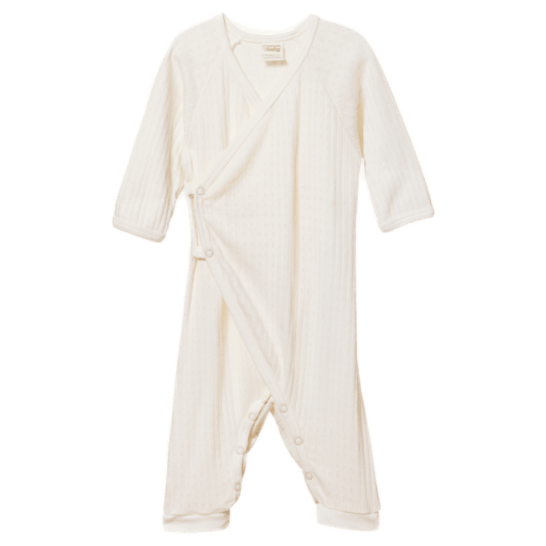 Nature Baby Newborn to 3-6 Months NB Stretch & Grow Kimono Pointelle - Natural