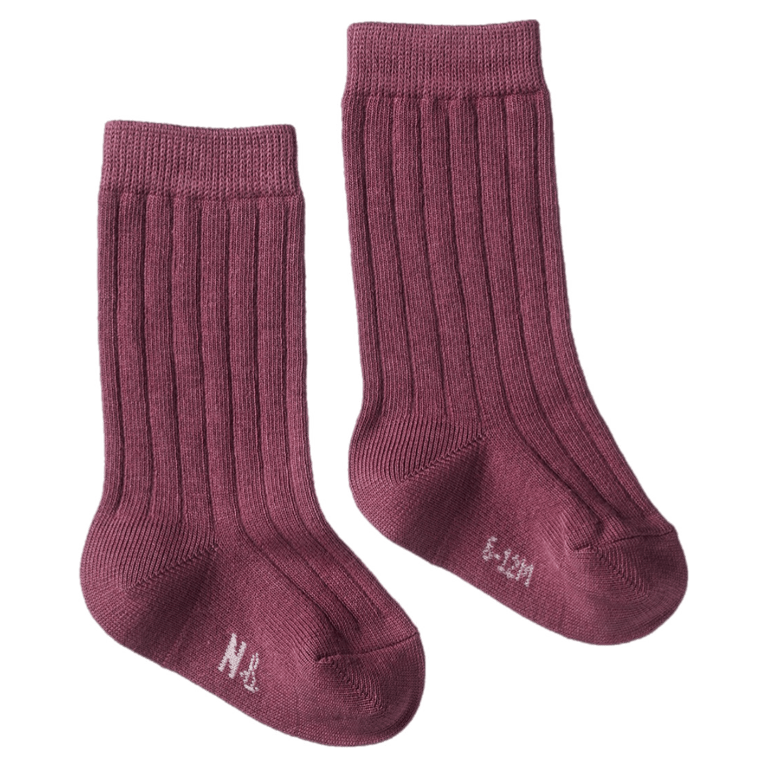 Nature Baby Newborn to 5-6 Years Cotton Rib Socks - Rhubarb