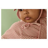 Nature Baby Newborn to 6-12 Months Long Sleeve Kimono Bodysuit - Red Pinstripe