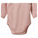 Nature Baby Newborn to 6-12 Months Long Sleeve Kimono Bodysuit - Red Pinstripe