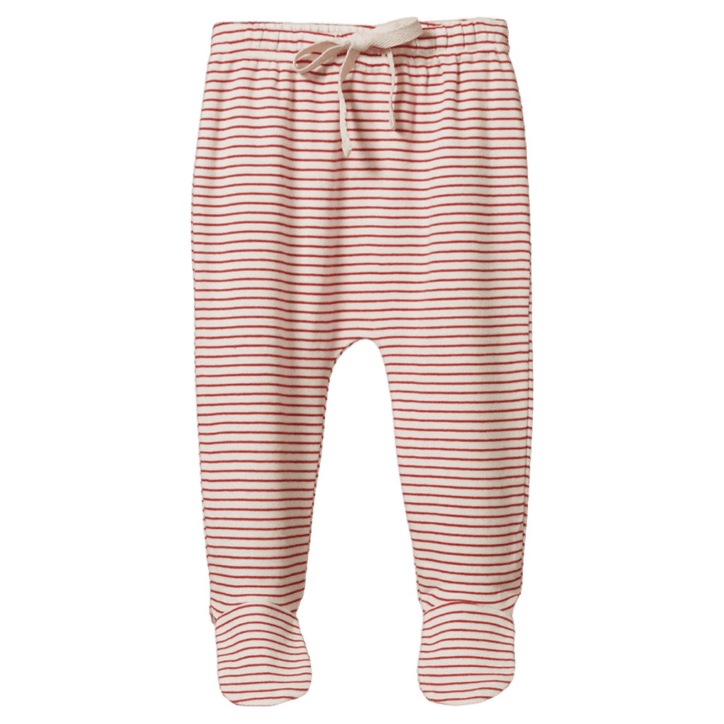 Nature Baby Newborn to 6-12 Months NB Footed Rompers - Red Pinstripe