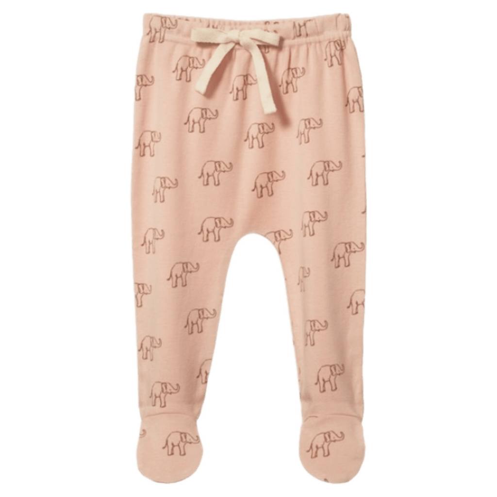 Nature Baby Newborn to 6 -12M Footed Rompers - Elephant Rose Dust