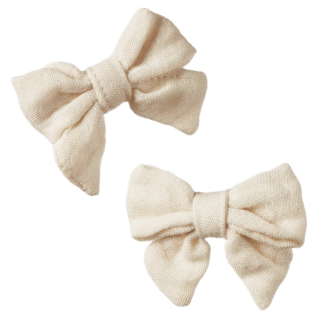Nature Baby One Size Bow Hair Clips, 2 Pack - Natural