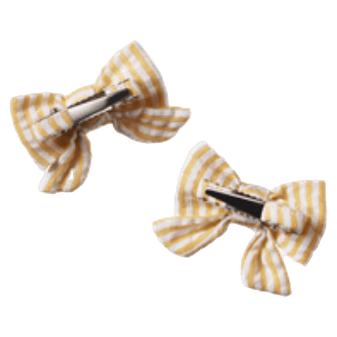 Nature Baby One Size Bow Hair Clips - Golden Stripe