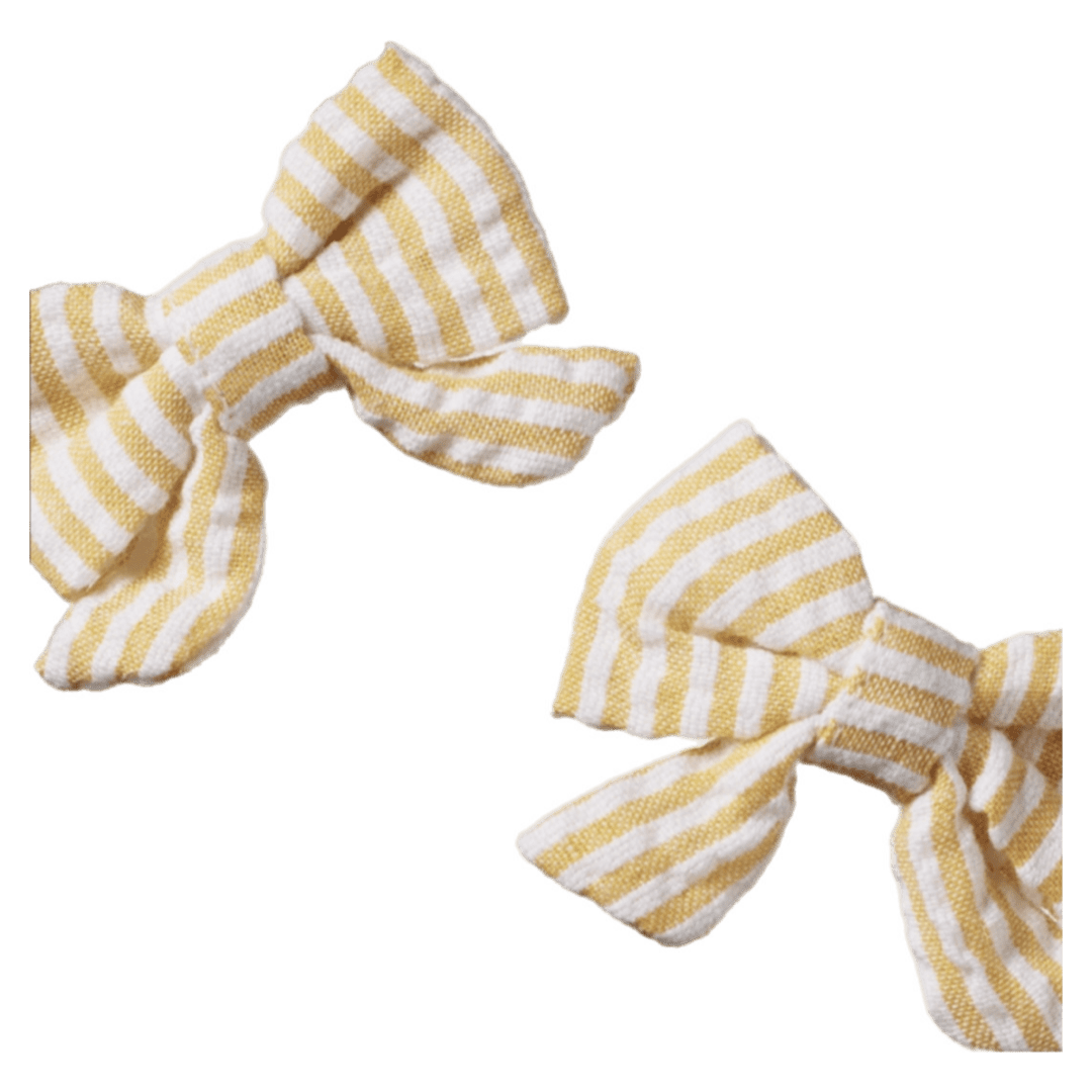 Nature Baby One Size Bow Hair Clips - Golden Stripe