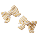 Nature Baby One Size Bow Hair Clips - Golden Stripe