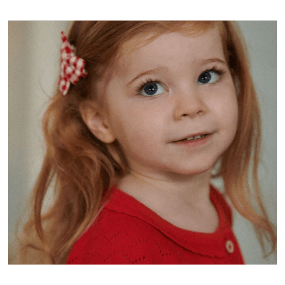 Nature Baby One Size Bow Hair Clips - Red Check