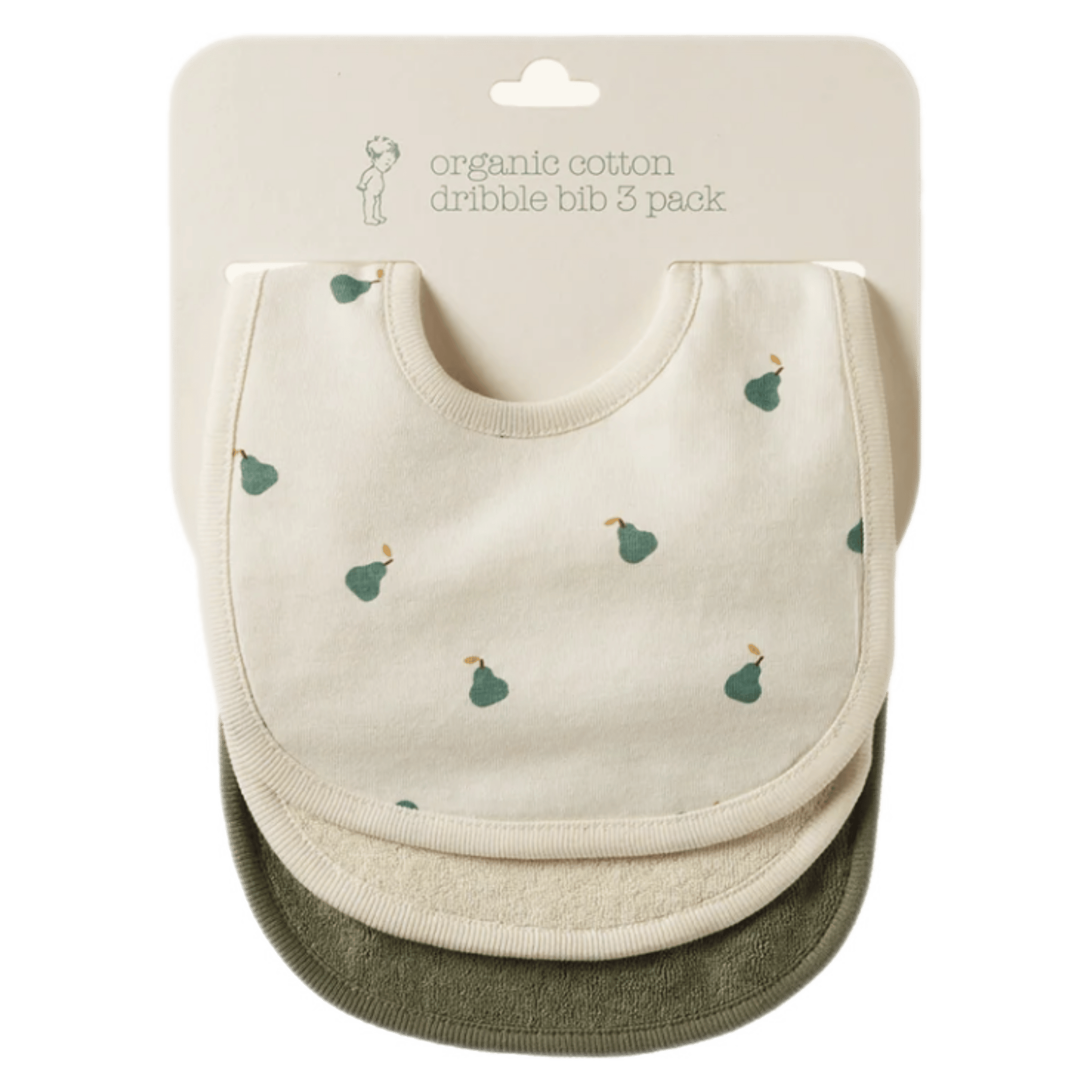 Nature Baby One Size Dribble Bibs 3 Pack - Pears/Natural/Nettle