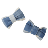 Nature Baby Small Bow Hair Clips - Bluebelle Check