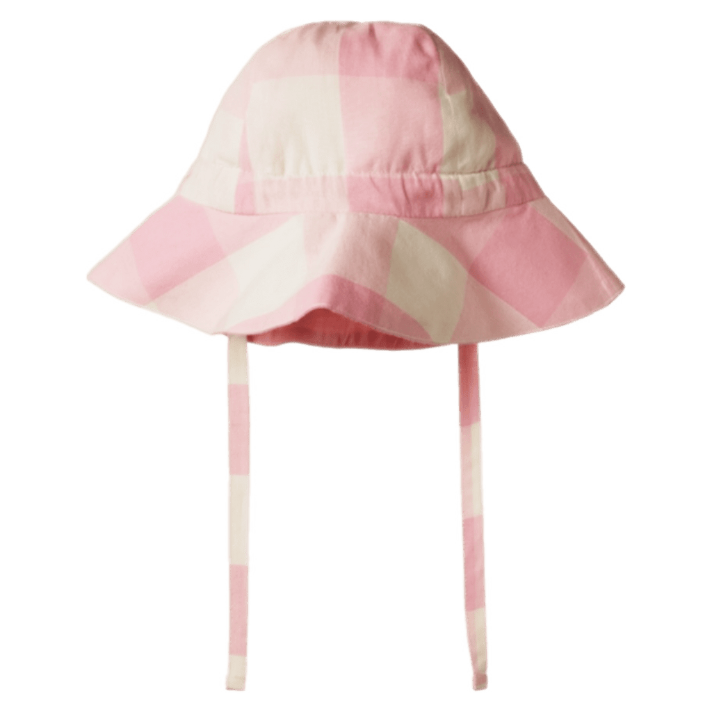 Nature Baby Small to Large Gingham Sunhat - Summer Rose Check