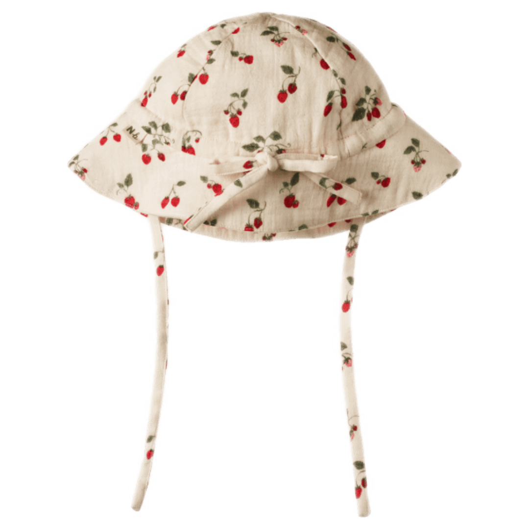 Nature Baby Small to Large Muslin Sunhat - Strawberry Blush