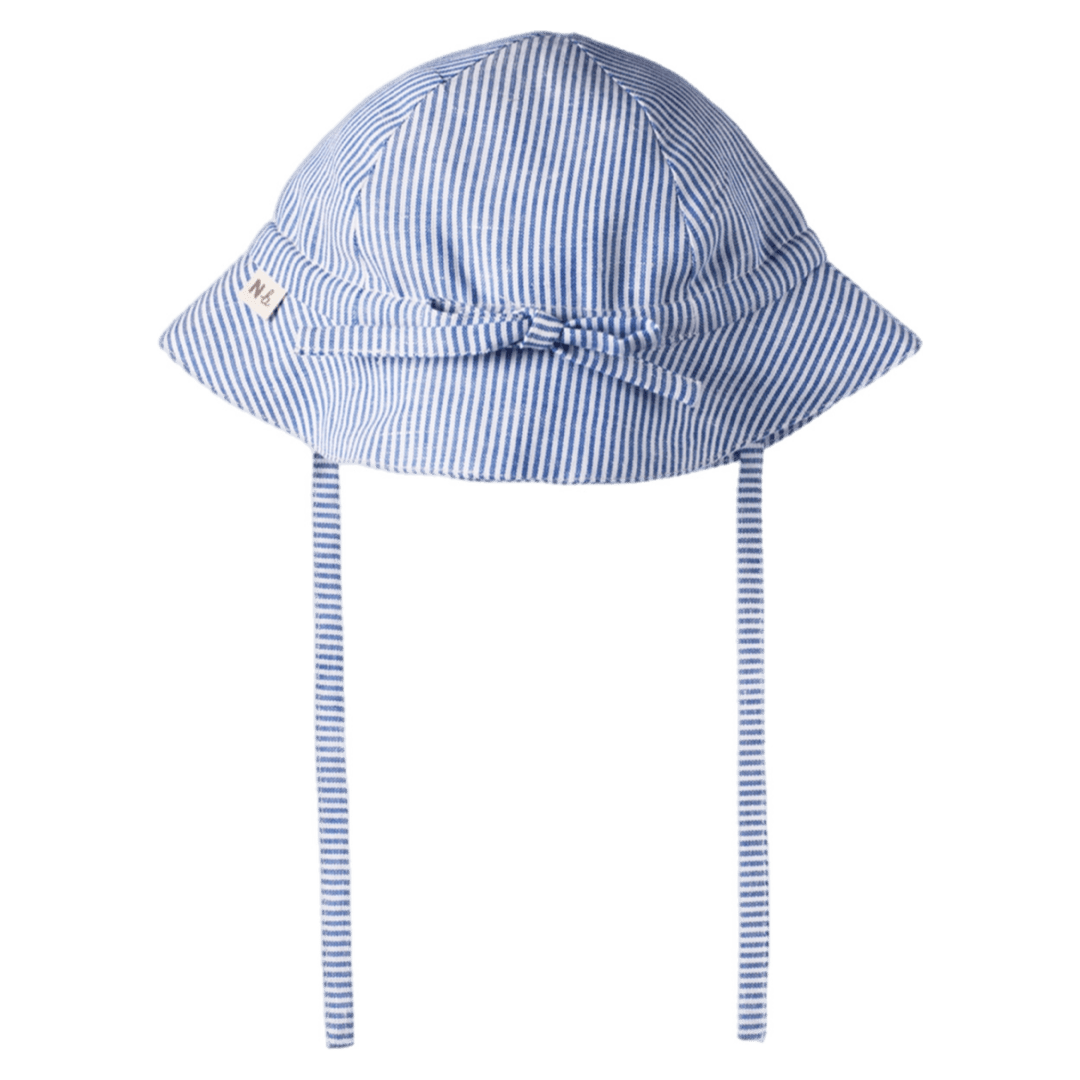 Nature Baby Small to Large SM Sunhat Linen - Blue Stripe