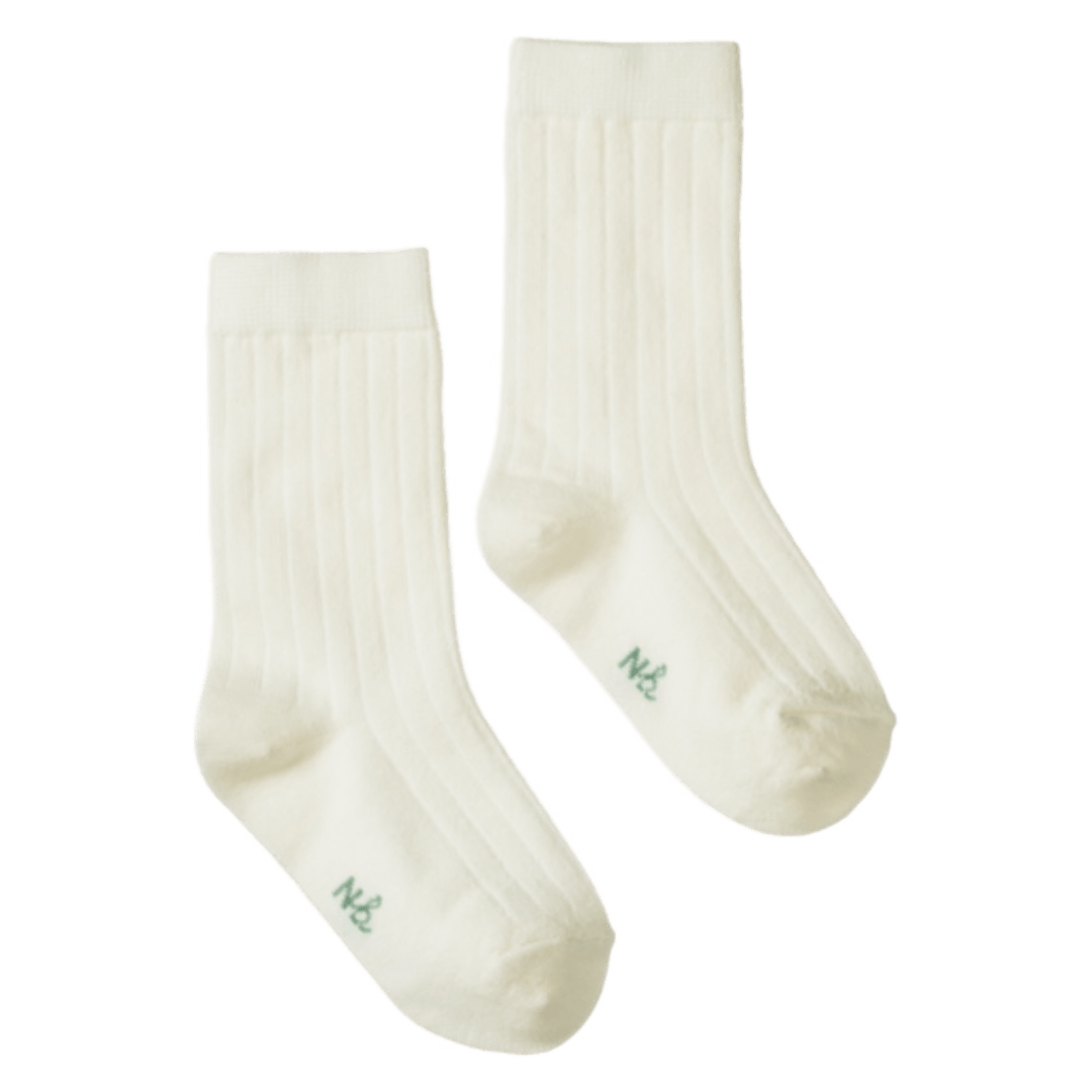Nature Baby Small to Large Wool Rib Socks - Natural