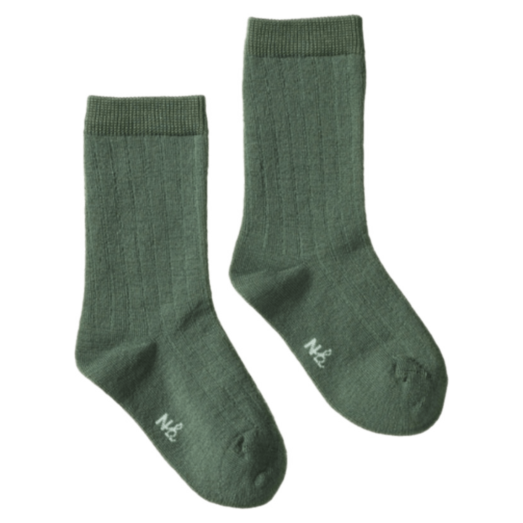Nature Baby Small to Large Wool Rib Socks - Nettle
