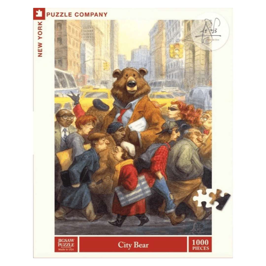 New York Puzzle Company 12 Plus 1000 Pc Peter de Sève Puzzle - City Bear