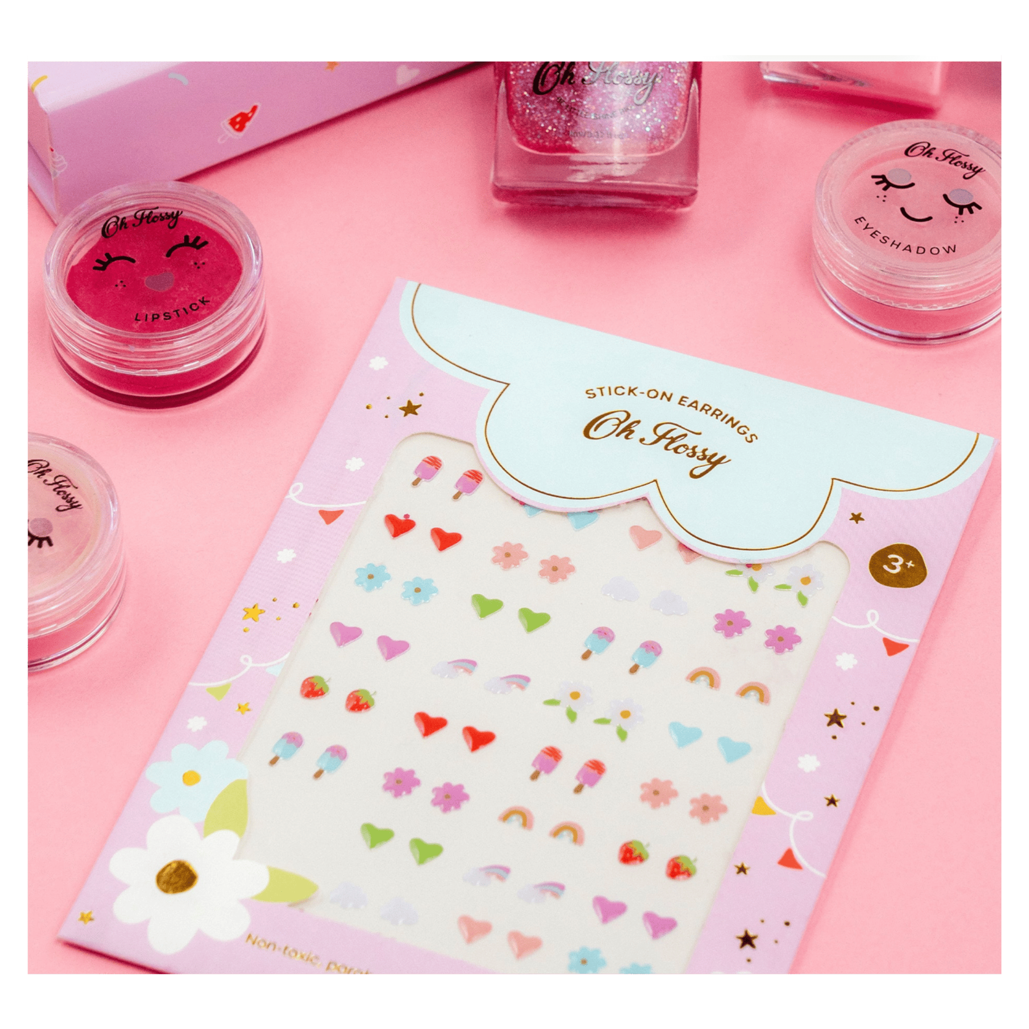 Oh Flossy! 3 Plus Kids Stick-On Earrings