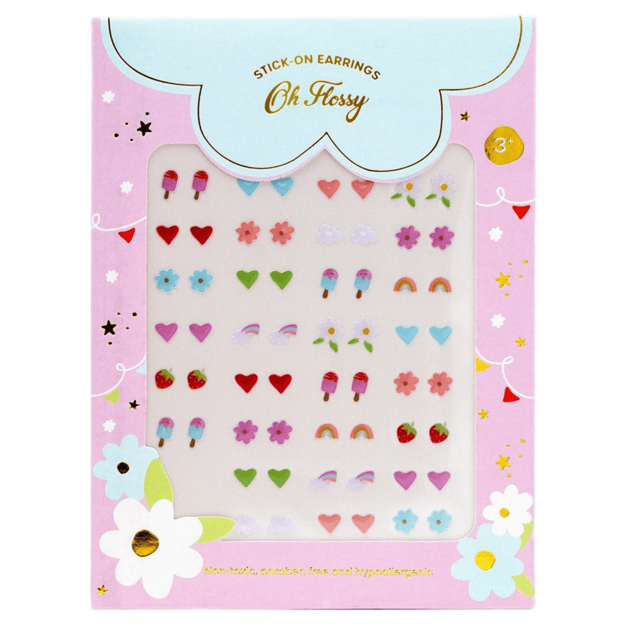 Oh Flossy! 3 Plus Kids Stick-On Earrings