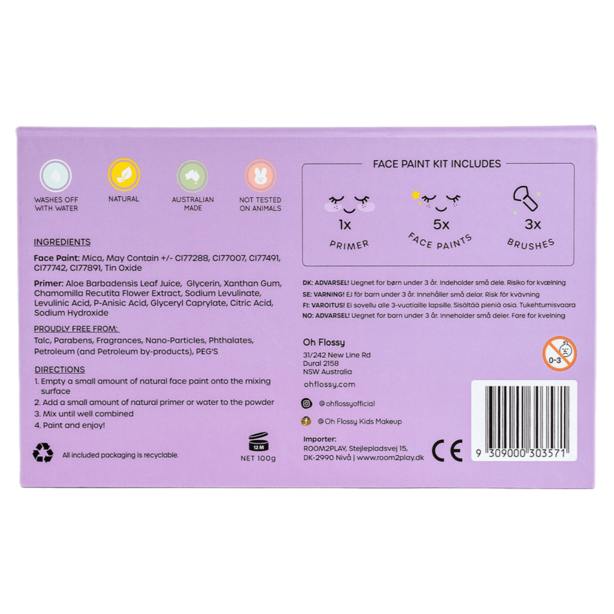Oh Flossy! 3 Plus Magic Garden Face Paint Set