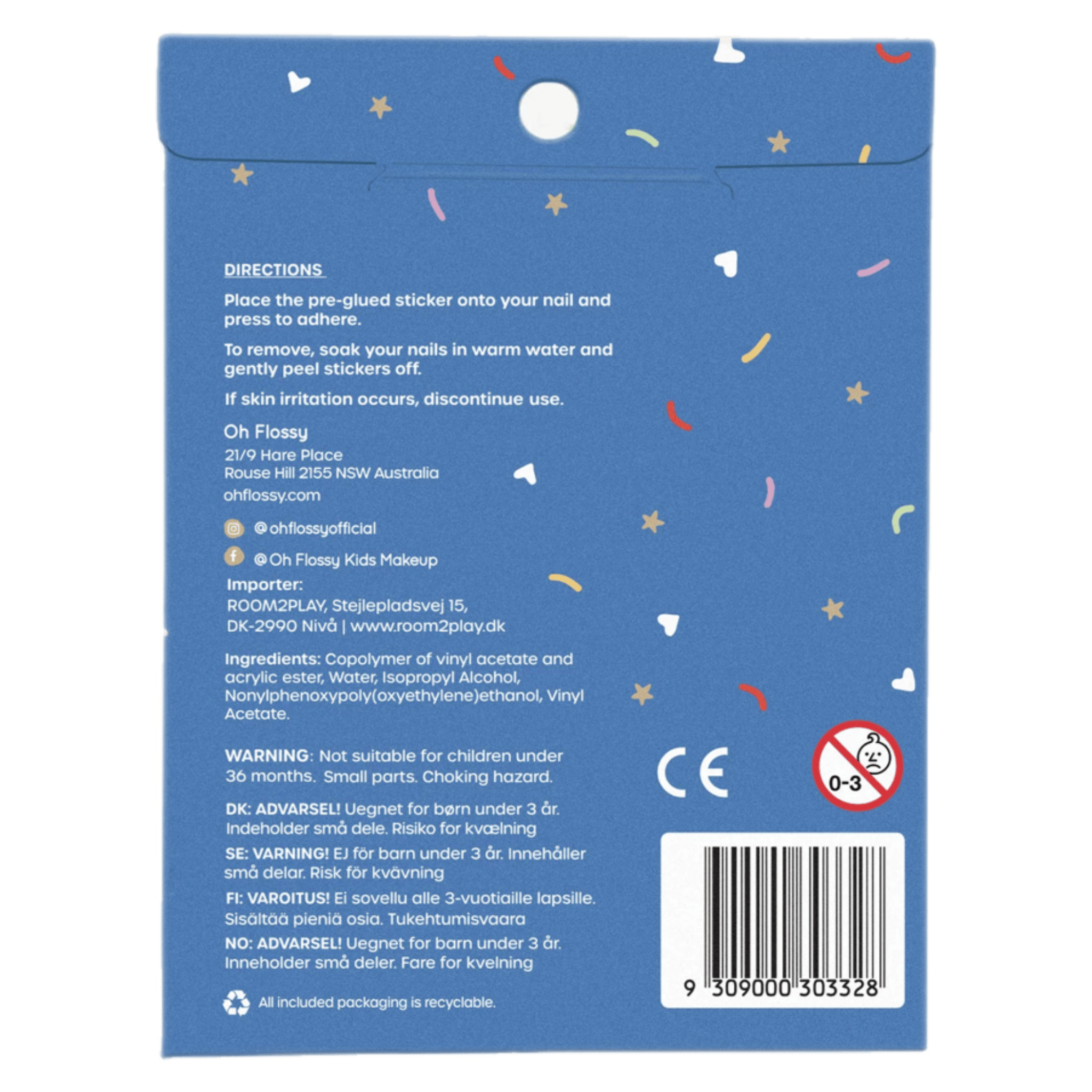 Oh Flossy! 3 Plus Nail Stickers