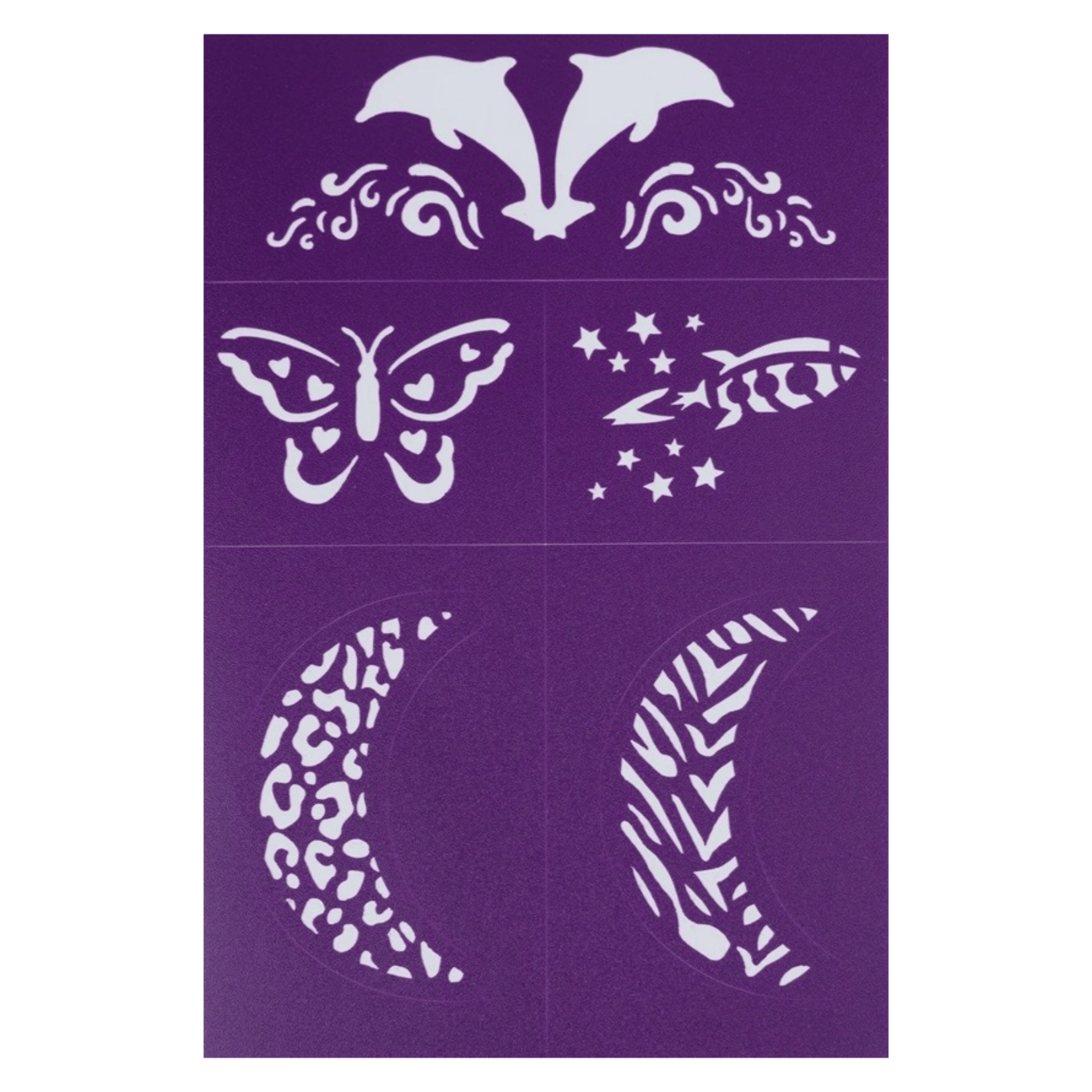Oh Flossy! 3 Plus Reusable Adhesive Face Paint & Makeup Stencils - Purple