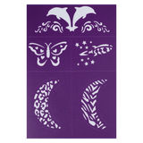 Oh Flossy! 3 Plus Reusable Adhesive Face Paint & Makeup Stencils - Purple
