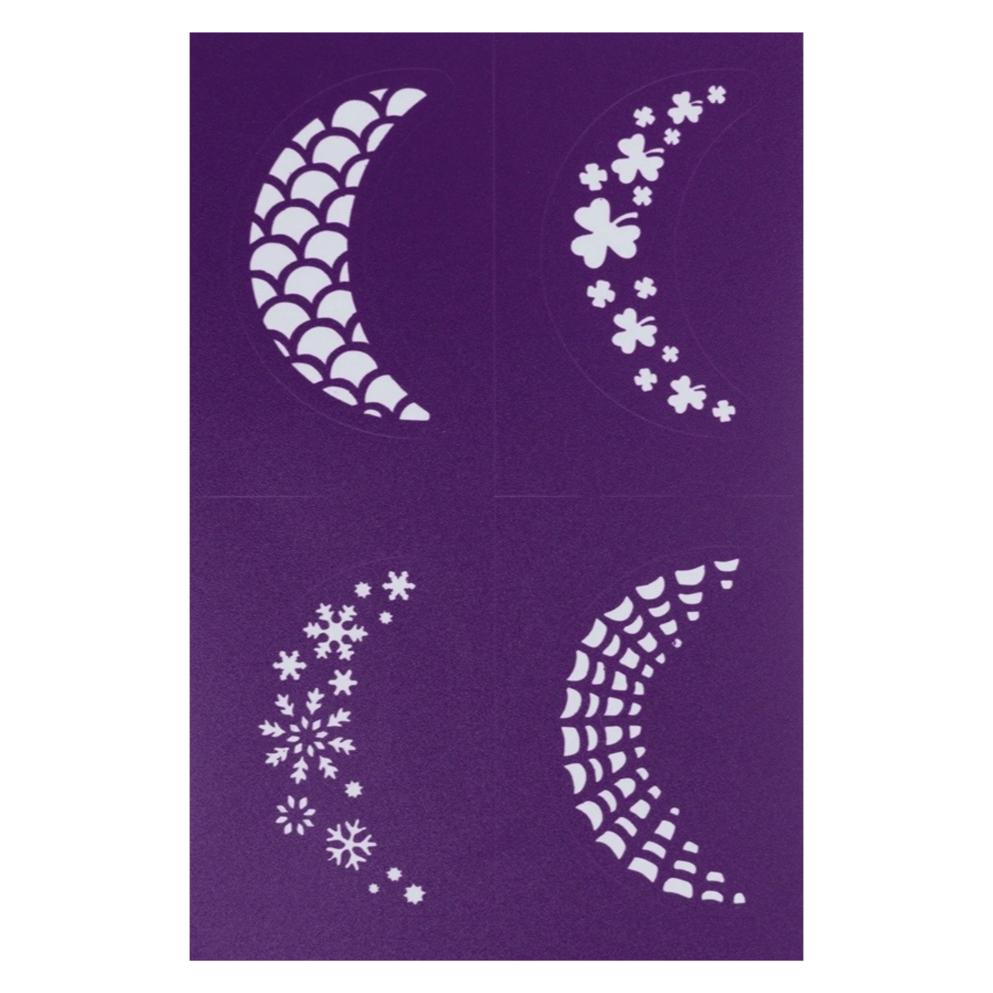 Oh Flossy! 3 Plus Reusable Adhesive Face Paint & Makeup Stencils - Purple