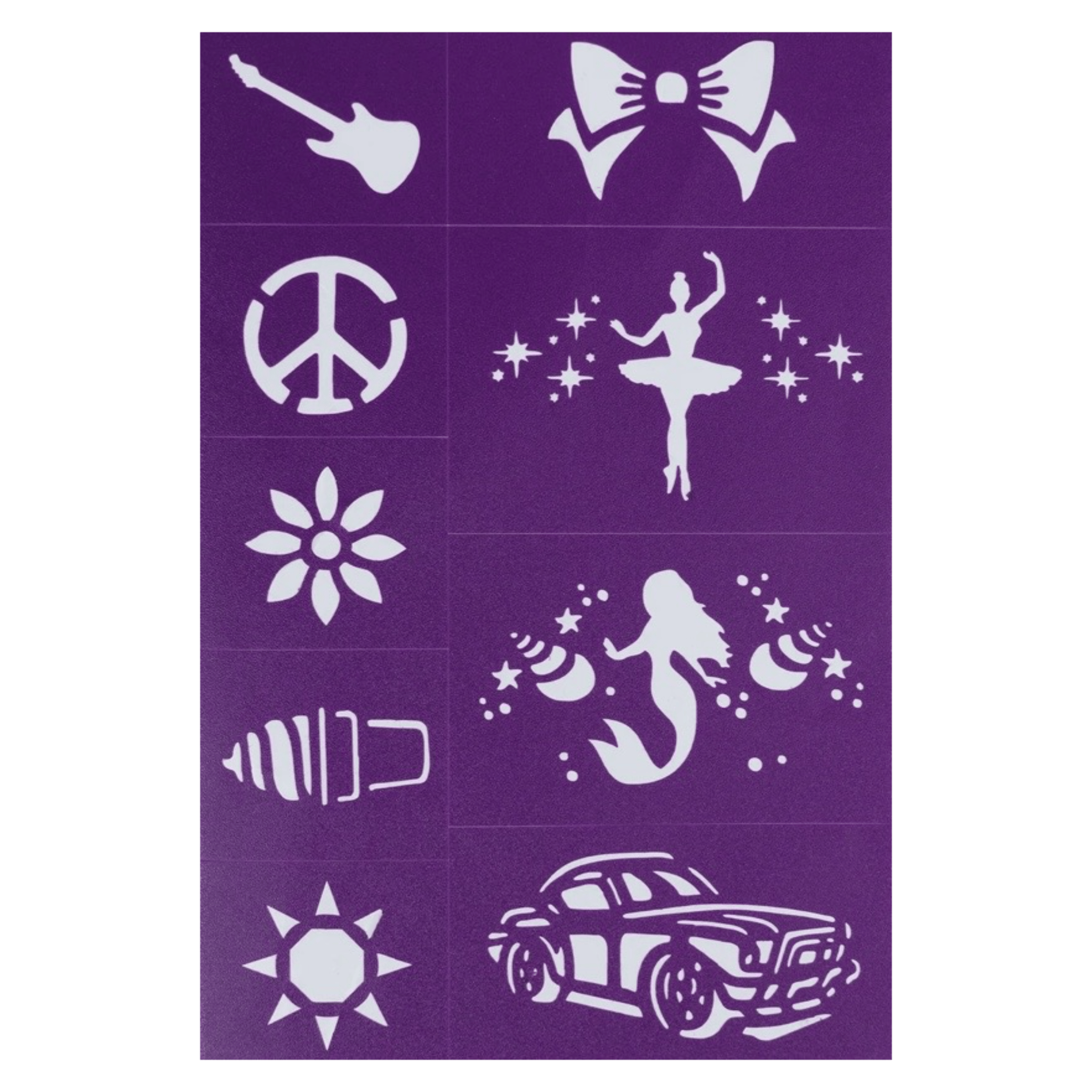 Oh Flossy! 3 Plus Reusable Adhesive Face Paint & Makeup Stencils - Purple