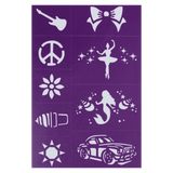 Oh Flossy! 3 Plus Reusable Adhesive Face Paint & Makeup Stencils - Purple
