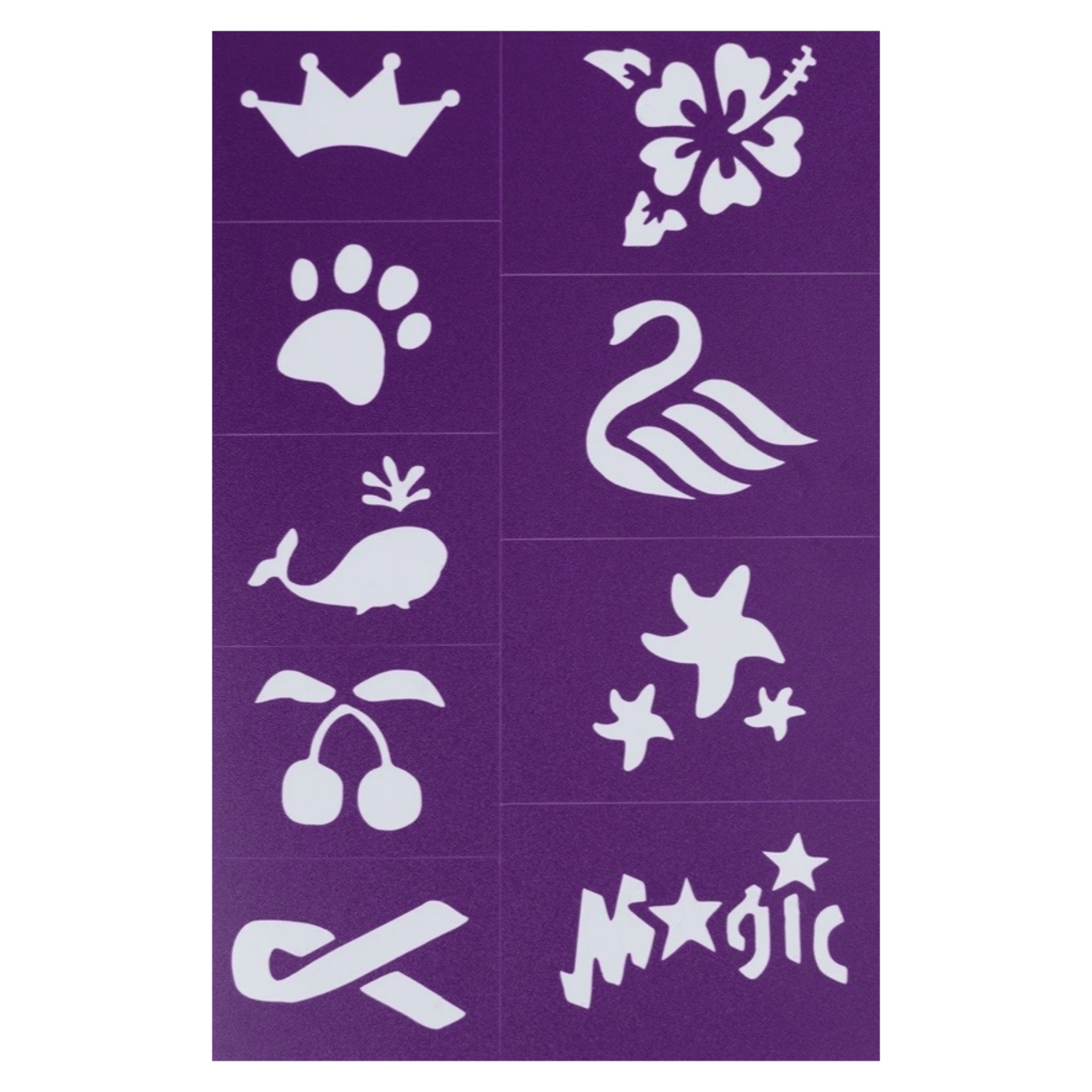 Oh Flossy! 3 Plus Reusable Adhesive Face Paint & Makeup Stencils - Purple
