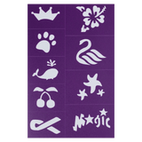 Oh Flossy! 3 Plus Reusable Adhesive Face Paint & Makeup Stencils - Purple