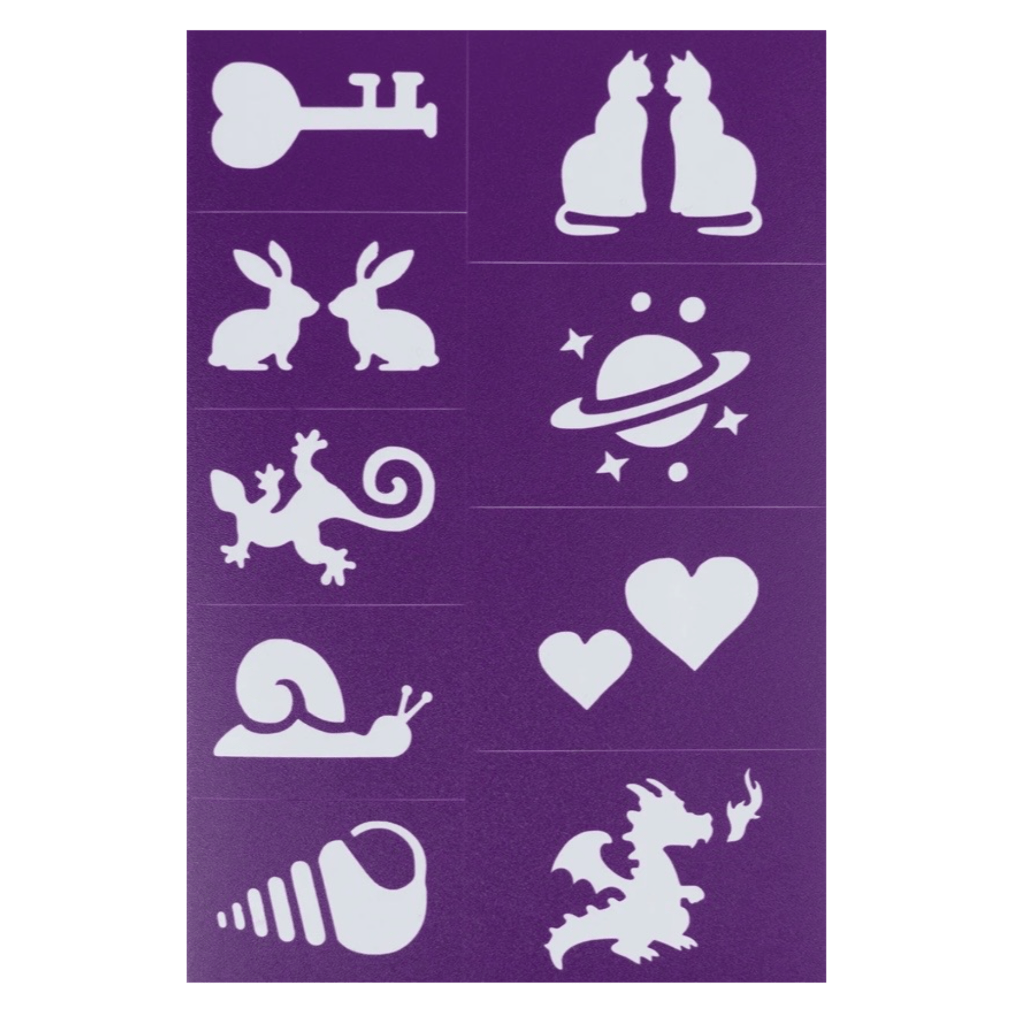 Oh Flossy! 3 Plus Reusable Adhesive Face Paint & Makeup Stencils - Purple