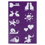 Oh Flossy! 3 Plus Reusable Adhesive Face Paint & Makeup Stencils - Purple